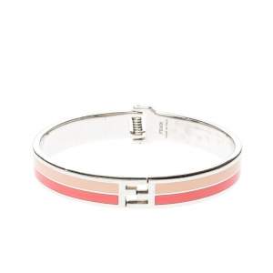 مملوكة مسبقًا Fendi The Fendista Bicolor Stripe Enamel Silver Tone Bracelet S