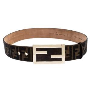 Fendi Brown Zucca Canvas FF Buckle Belt 90CM