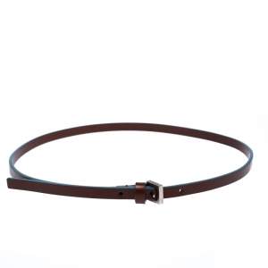 Pre Owned Fendi Brown/Blue Leather Slim Buckle Belt 85CM