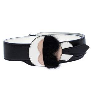 Pre Owned Fendi Black/White Leather Karlito Interchangeable Shoulder Strap 