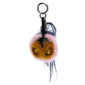 Pre Owned Fendi Multicolor Mink Fur Crystal Embellished Bag Charm