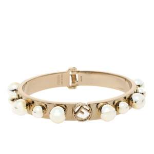 Fendi Metal Bead Embellished Two Tone Bracelet S