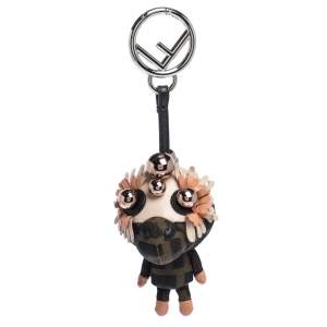 Pre Owned Fendi Tobacco Brown Zucca Space Monkey Bag Charm