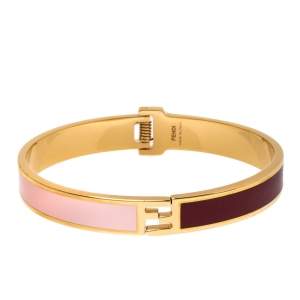 مملوكة مسبقًا Fendi The Fendista Bi-color Enamel Gold Tone Bracelet S