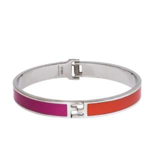 مملوكة مسبقًا Fendi Fendista Bi-Color Enamel Silver Tone Narrow Bracelet M