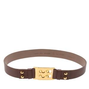 مملوكة مسبقًا حزام فندي سلايدنغ جلد بني مرصع 85 سم