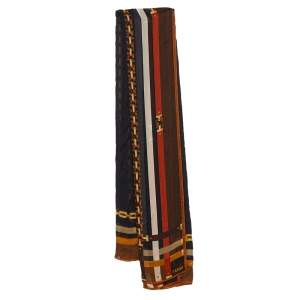 Pre Owned Fendi Multicolor Chain Print Silk Scarf