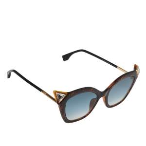 Pre Owned نظارة شمسية فندي زوكا داكن هافانا/أزرق FF0357/G/S  متدرجة كريستال عين القطة