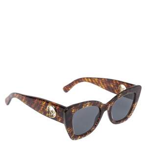 مملوكة مسبقًا نظارة شمسية فندي"أف إيز فندي أف أف0327/أس" عين قطة عاكسة رصاصي و زوكا بني