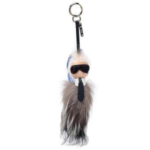 Pre Owned Fendi Multicolor Fur and Leather Mini Karlito Bag Charm
