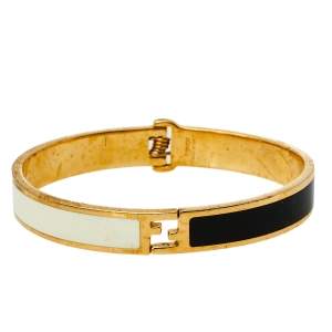 Pre Owned Fendi Monochrome Enamel Gold Tone Fendista Bracelet M