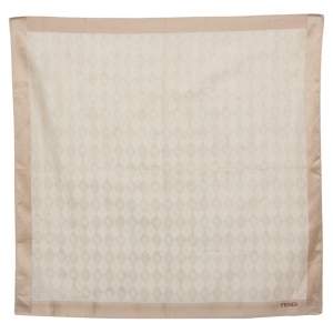 Fendi Beige FF Diamond Patterned Cotton Handkerchief