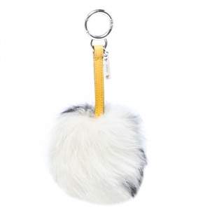 Fendi Monochrome Fox Fur Pom Pom Keyring/ Bag Charm