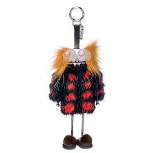 Pre Owned Fendi Multicolor Fur and Leather Monster Sweater Bag Charm 