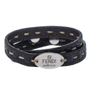 Fendi Dark Brown Selleria Leather Double Wrap Bracelet