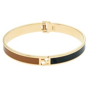 Fendi The Fendista Bicolor Enamel Gold Tone Bracelet XL