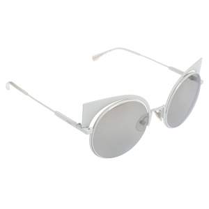 نظارة شمسية فندي FF0177/S أبيض/فضي مرآة عين القطة