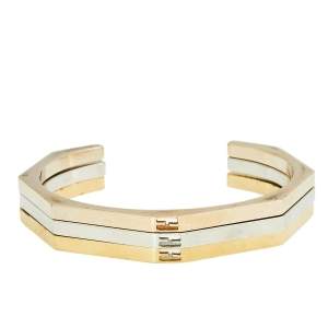 Pre Owned Fendi Baguette Bi-color Set of 3 Open Cuff Bracelet L