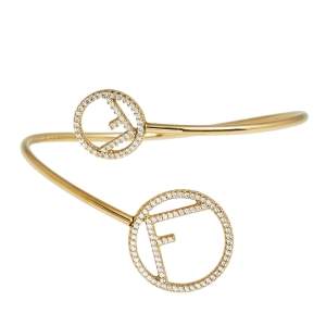 مملوكة مسبقًا Fendi F is Fendi Crystal Logo Open Bracelet S