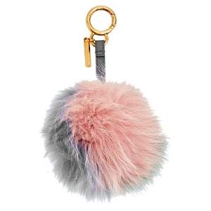 Pre Owned Fendi Three Tone Fox Fur Bag Charm