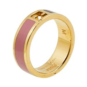 مملوكة مسبقًا Fendi The Fendista Bi-color Enamel Gold Tone Band Ring Size 54