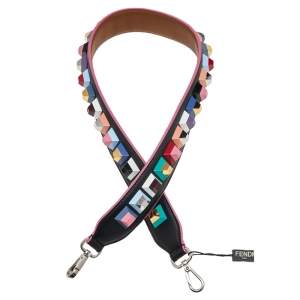 Pre Owned Fendi Multicolor Leather Studded Strap You Shoulder Bag Strap