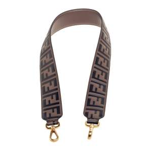 Pre Owned Fendi Brown/Black Zucca Leather Strap You Shoulder Bag Strap