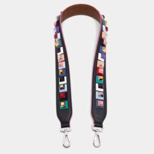 Pre Owned Fendi Multicolor Leather Studded Strap You Shoulder Bag Strap