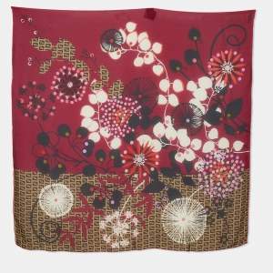 Pre Owned Fendi Multicolor Floral Print Silk Scarf