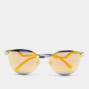 Fendi Gold Tone/ Gold Mirrored FF 0040/S Iridia Cat-Eye Sunglasses