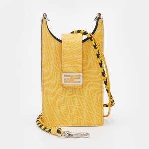 Fendi Yellow FF Vertigo Coated Canvas Phone Holder