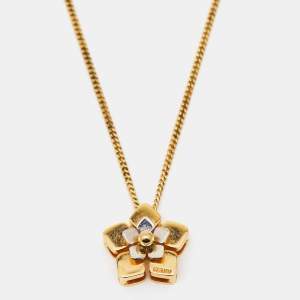 Pre Owned Fendi  Blossom Flower Two Tone Pedant Necklace 