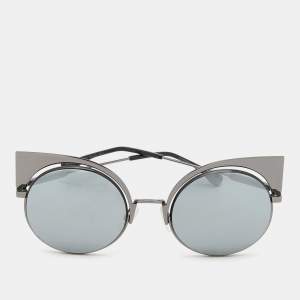Pre Owned Fendi Gunmetal Tone/Black Mirror FF 0177/S Cat-Eye Sunglasses