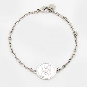 Fendi Silver Tone FF Tag Chain Bracelet
