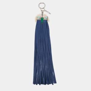 Fendi Navy Blue Leather Fringe Bag Charm