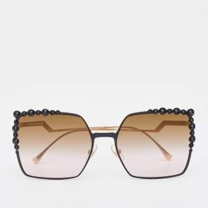 مملوكة مسبقًا Fendi Black / Bicolor Gradient FF 0259/S Studded Square Sunglasses