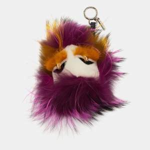 Pre Owned Fendi Multicolor Crystal Eyed Fur Monster Bag Charm