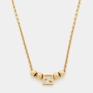 Fendi Logo Gold Tone Necklace