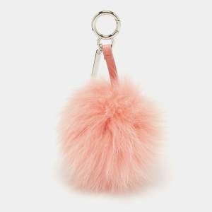 Fendi Peach Fox Fur and Leather Pom Pom Bag Charm