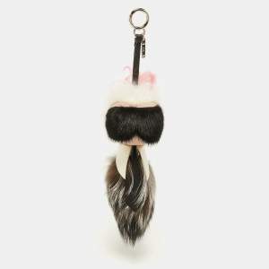 Pre Owned Fendi Multicolor Mink & Fox Fur Karlito Bag Charm