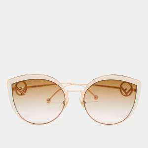 Pre Owned Fendi Pink/Rose Gold Tone FF 0290/S Gradient Cat Eye Sunglasses