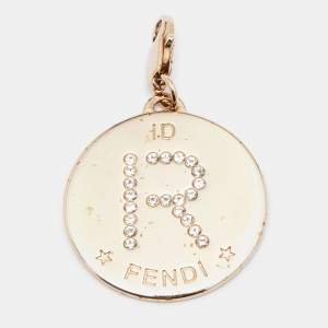 Pre Owned Fendi Identification Crystal R Gold Tone Charm Pendant