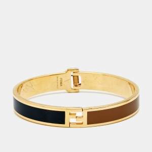 Fendi Fendista Bicolor Enamel Gold Tone Bracelet S
