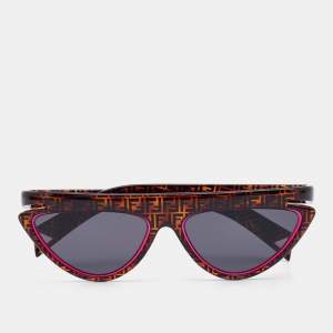 Fendi Brown/Dark Blue Pink Logo FF 0383/S Cat Eye Sunglasses