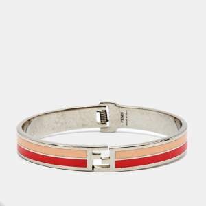 Pre Owned Fendi Fendista BiColor Enamel SIlver Tone Bracelet
