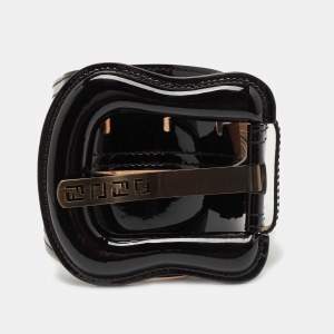 Pre Owned Fendi Black Patent Leather Wide Buckle Belt 90CM