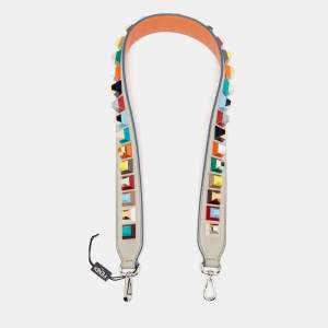 Fendi Taupe Leather Studded Strap You Shoulder Bag Strap