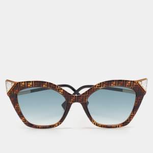 Fendi Brown/Black FF Gradient Crystals Cat Eye Sunglasses