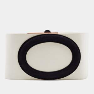 Pre Owned Fendi White/Black Suede and Elastic Wide Waist Belt 80CM