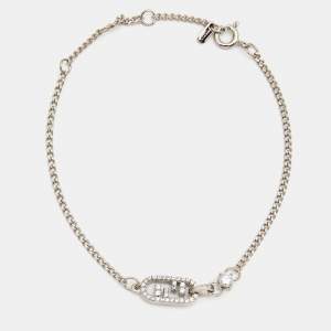 Fendi Crystals Silver Tone Bracelet